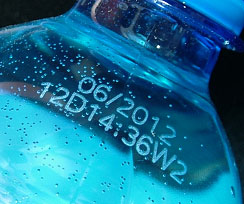 PET Plastic bottle with laser marking and coding