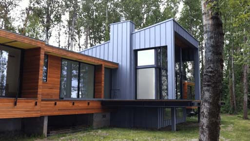 Home made of metal and wood.