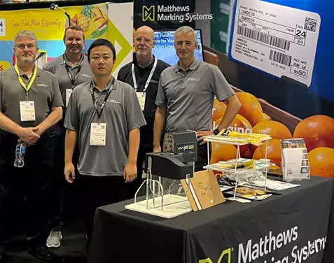 Matthews Marking Systems booth and staff at Global Produce and Floral Show