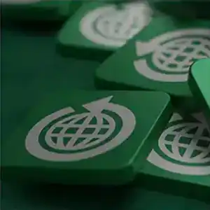 close up of green sustainability icons.