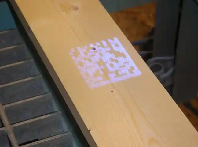 UV ink 2D Data matrix code on stick lumber with MMS V-Series marking machine