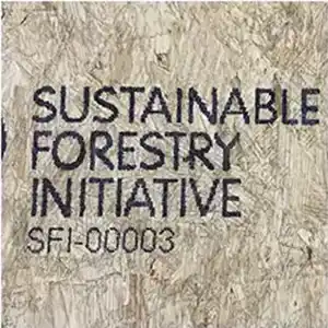 Example mark on wood product that says Sustainable Forestry Initiative SFI-00003.
