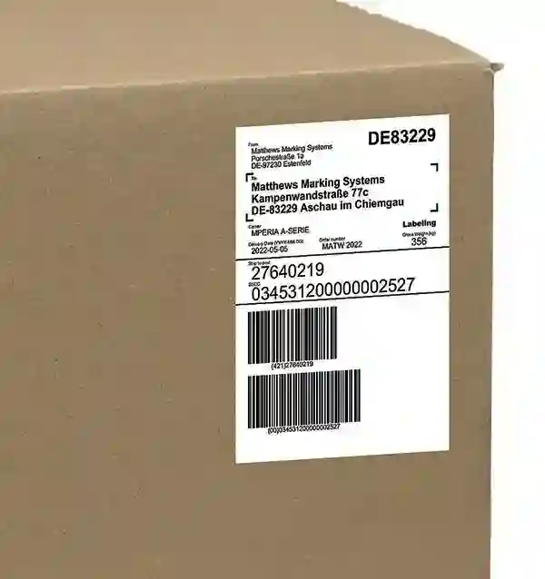 Label with barcode on a box. 