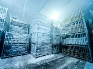 Inside a cold factory