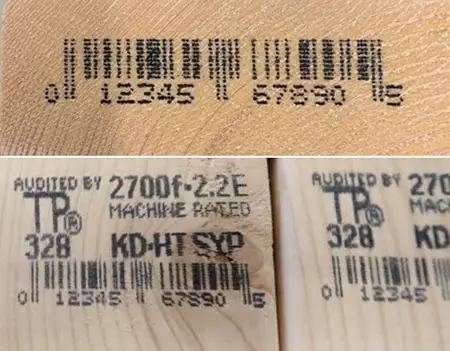 V series lumber marks