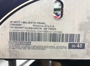 Custom printed box or case with barcode. Example of case printing, carton marking and case labeling by Matthews Marking Systems' inkjet marking machines.