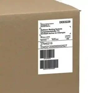Label with barcode on a box.