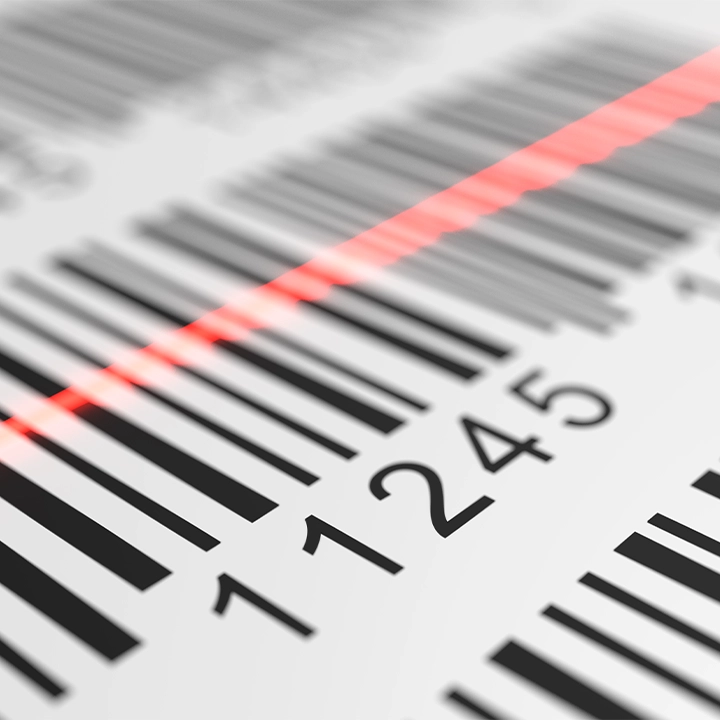 Barcode scanning graphic representing barcode printing, verification, and validation for accurate product identification.