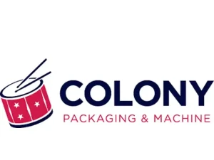 Colony Packaging & Machine logo with red drum icon and text.