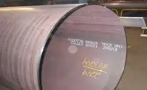 Production information marked on a large metal roll