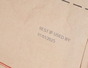 Best-if-used-by date code printed on flexible snack packaging