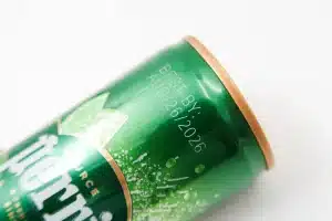Laser-marked date code on an aluminum beverage can