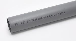 Production code printed on gray plastic pipe