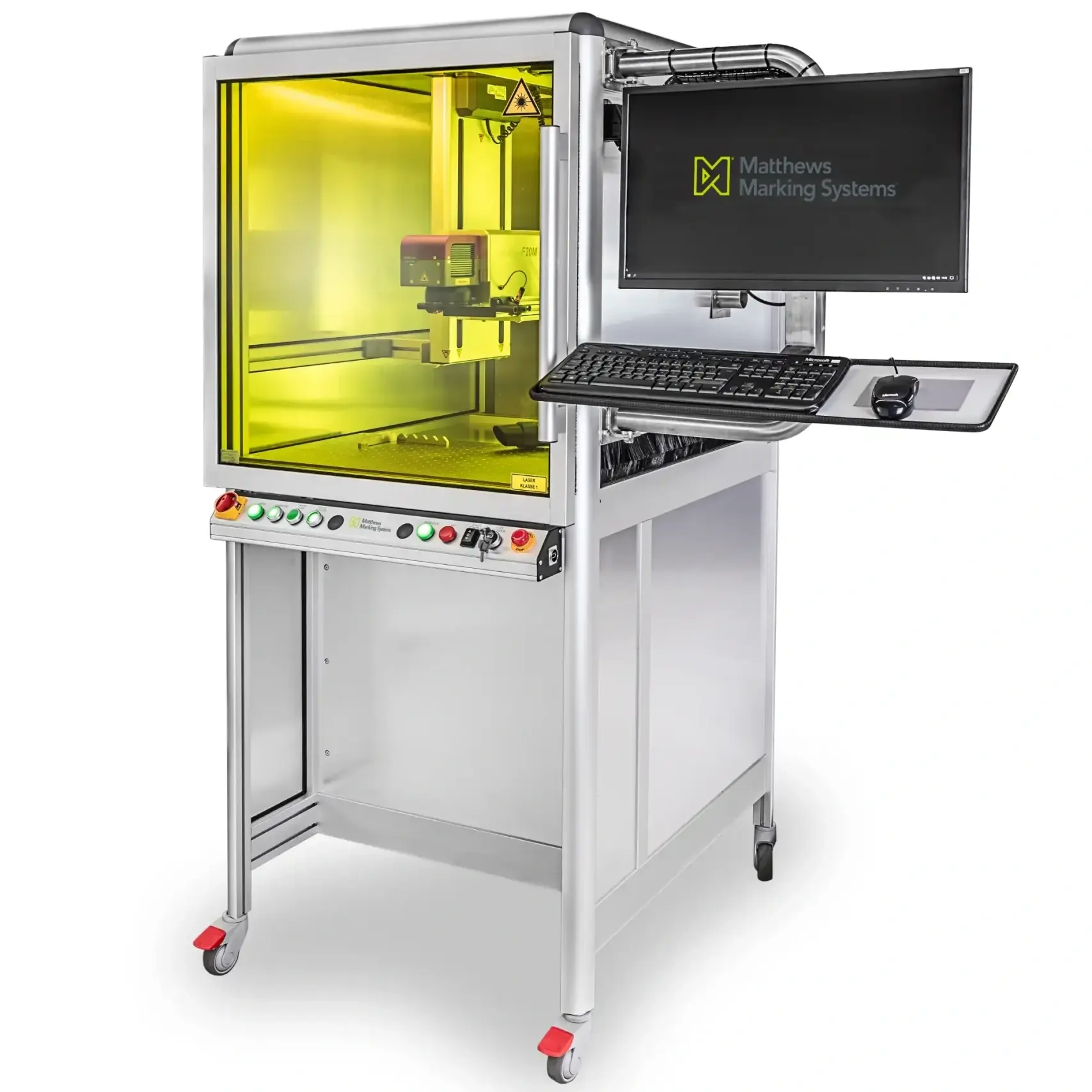 The standard laser workstation is a robust and space-saving laser safety enclosure.