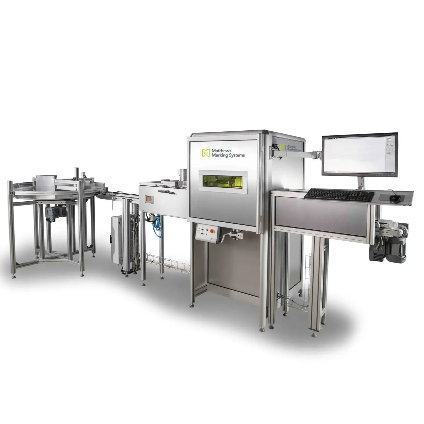For maximum automation, the combination of a singulator and conveyor belt laser system is ideal.