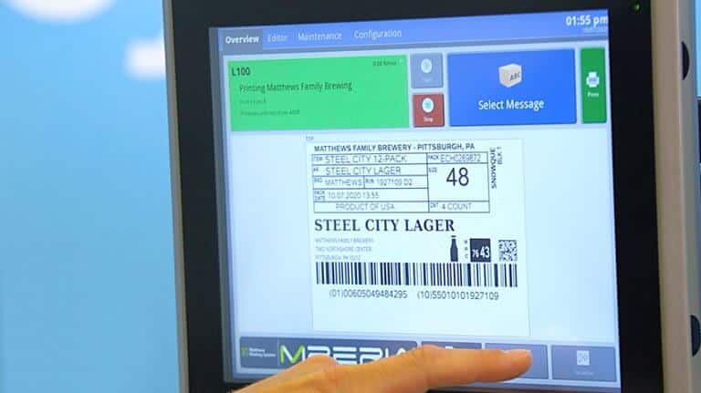MPERIA controller displaying a product label and barcode message